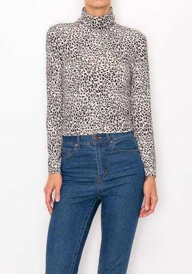 grey leopard turtle neck