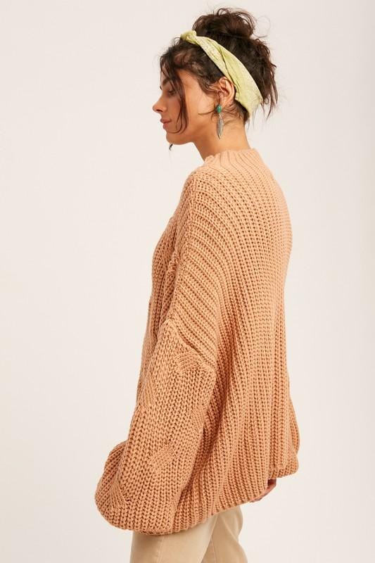 ALMOND CABLE KNIT SWEATER